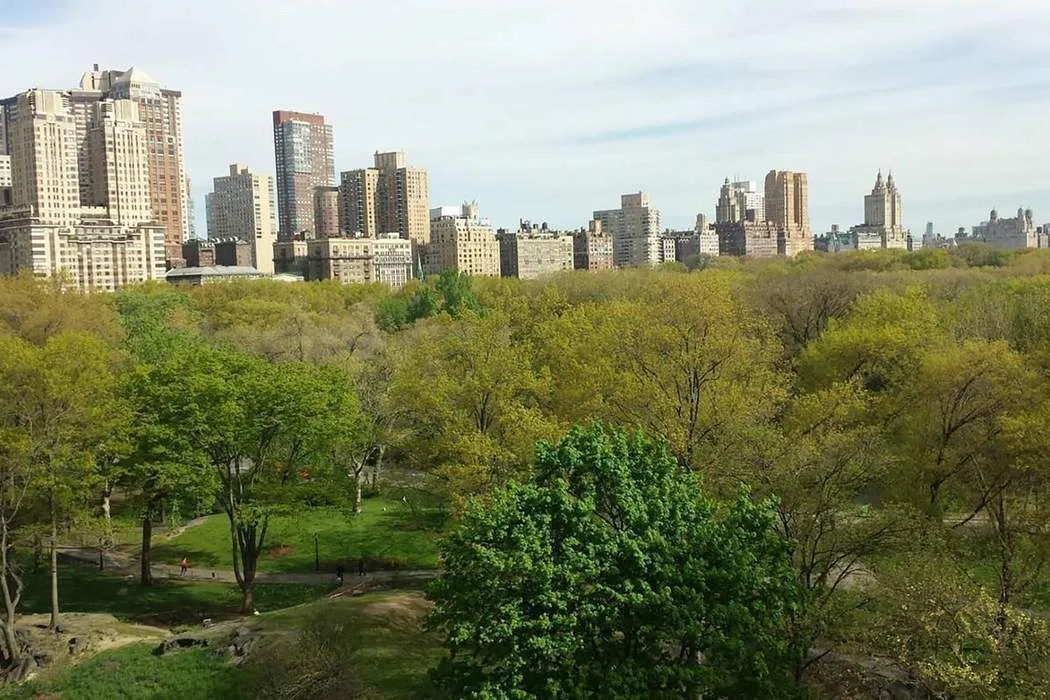 a view of a city with tall buildings