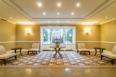 a picture of a park with furniture