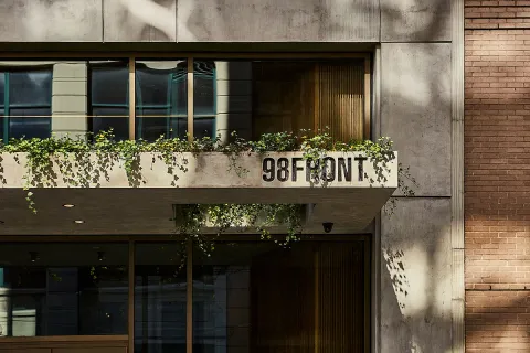 a front view of a building