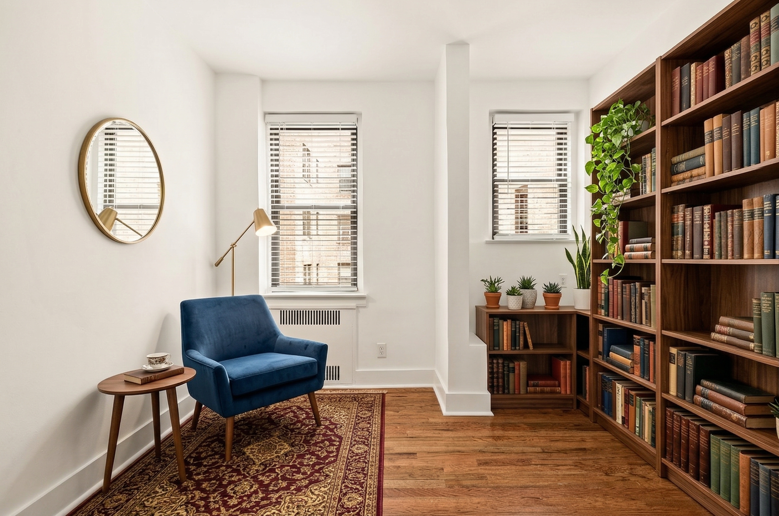 47-39 40th Street, Unit 2G Queens, NY 11104 - Photo 12 of 15 a living room with furniture and a book shelf
