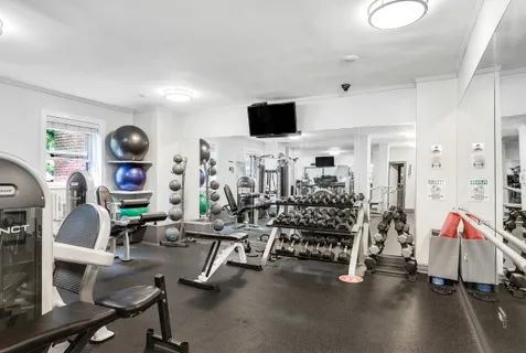 a view of a room with gym equipment