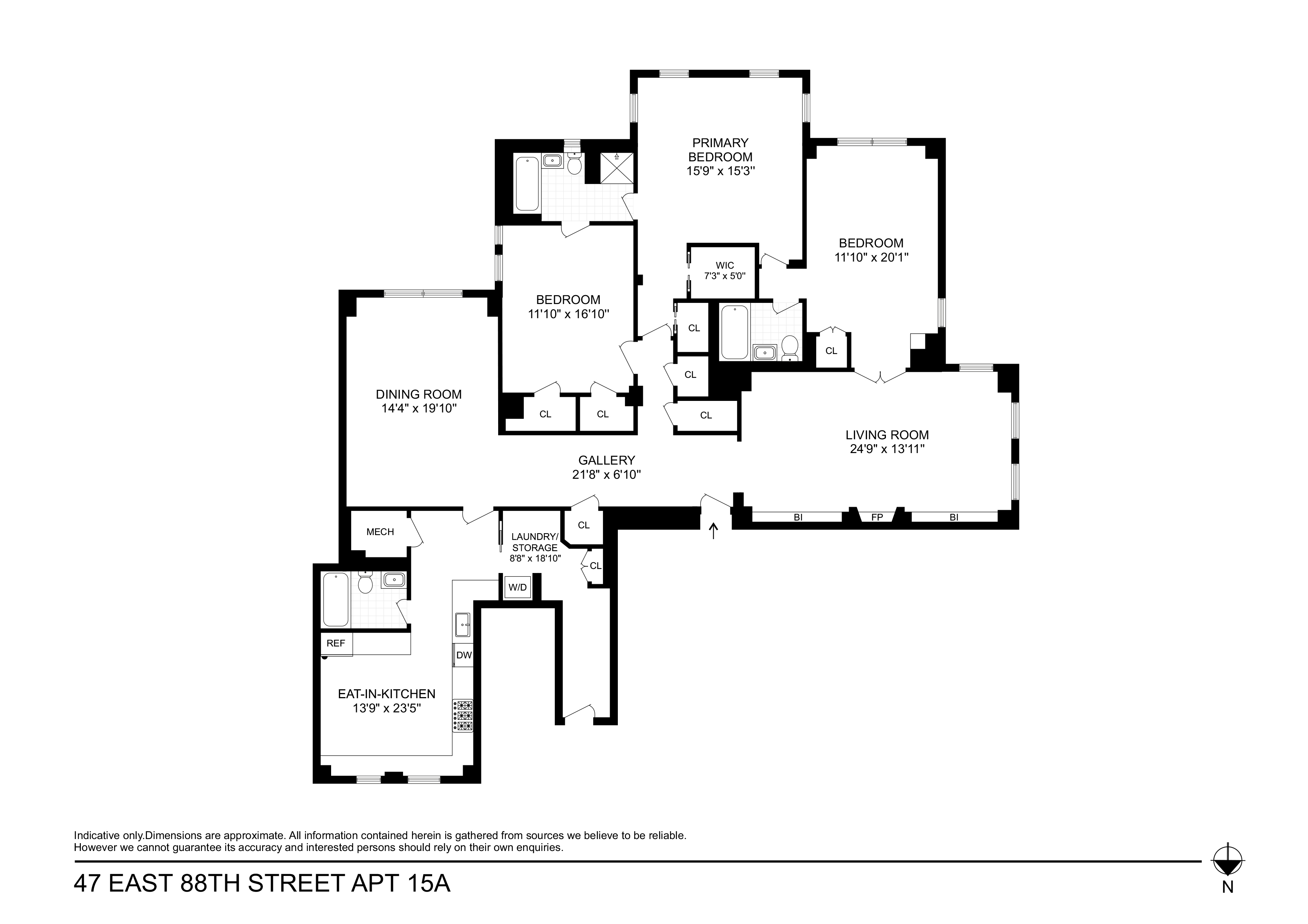 47 East 88th Street, Unit 15A Manhattan, NY 10128 - Photo 20 of 21 a picture of a floor plan
