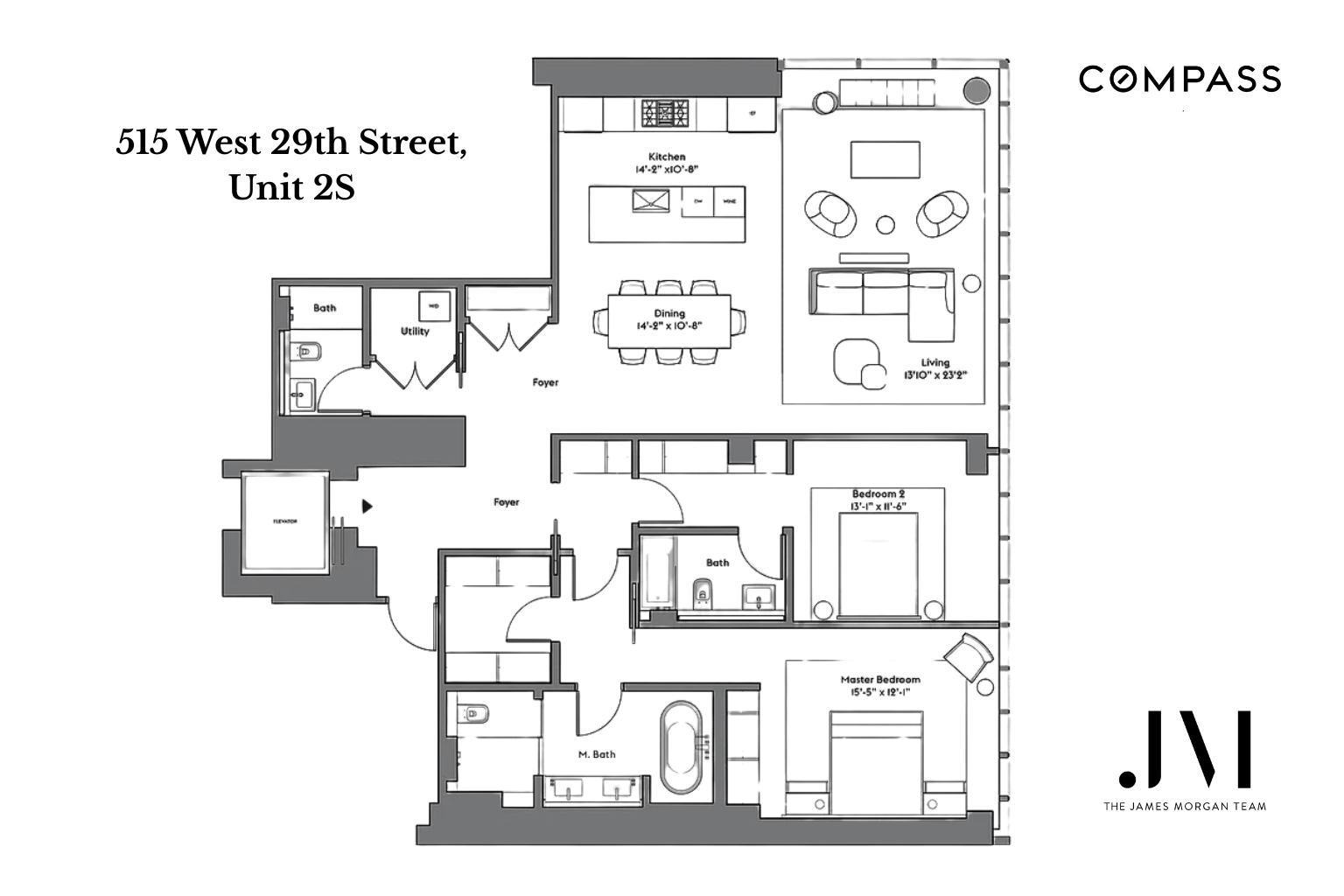 515 West 29th Street, Unit 2S Manhattan, NY 10001 - Photo 11 of 11 a black and white photo of a living room
