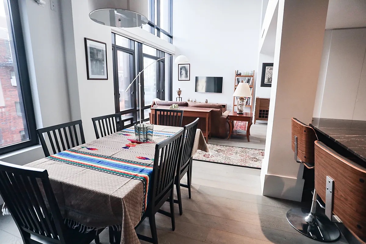 429 Kent Avenue, Unit D722 Brooklyn, NY 11249 - Photo 4 of 18 a view of a dining room with furniture and wooden floor