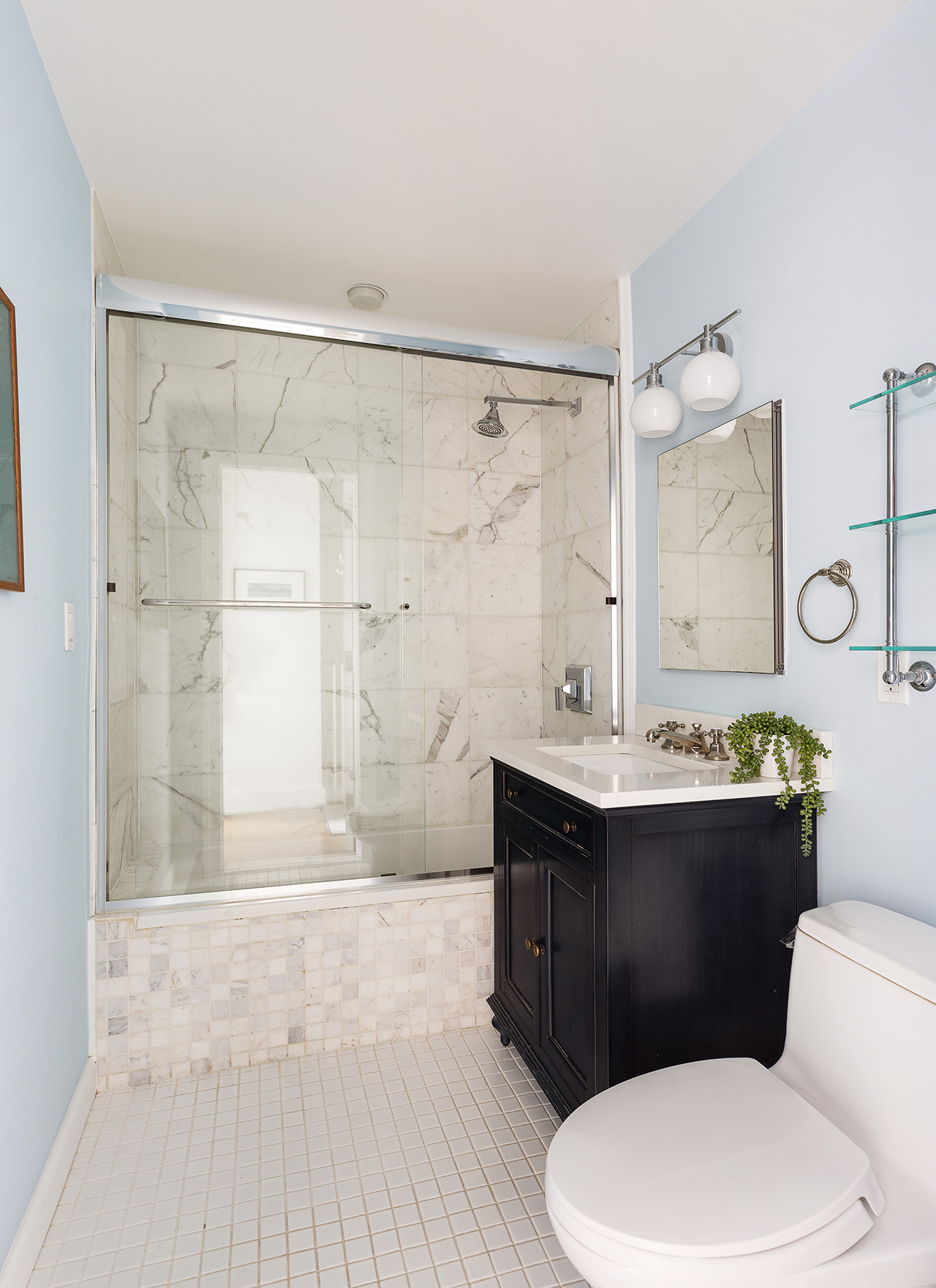 58 Strong Place, Unit 1D Brooklyn, NY 11231 - Photo 10 of 11 a bathroom with a sink a toilet a mirror and shower