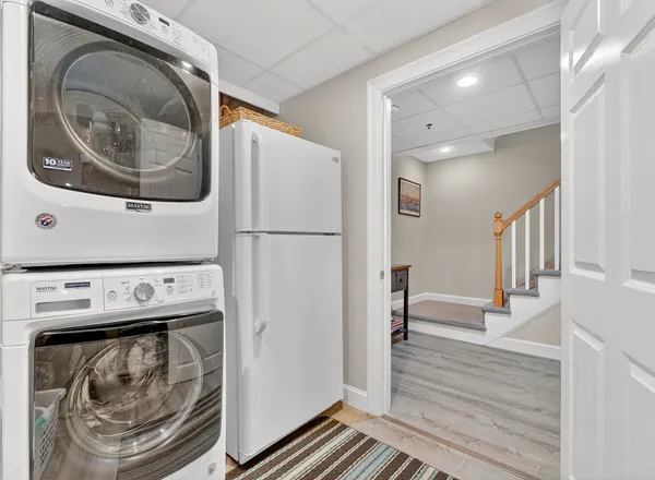 a utility room with dryer and washer