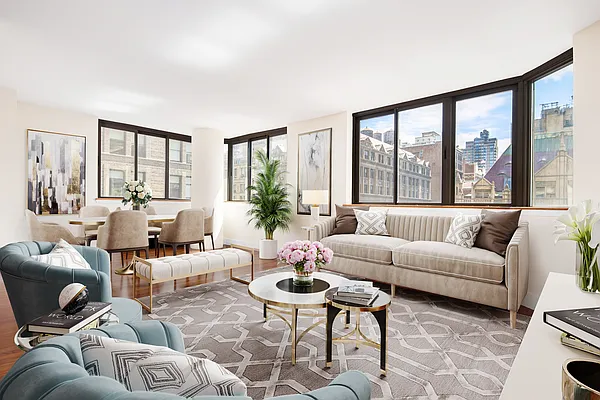 280 Park Avenue South, Unit 7A Manhattan, NY 10010 - Photo 1 of 13 a living room with furniture and a large window