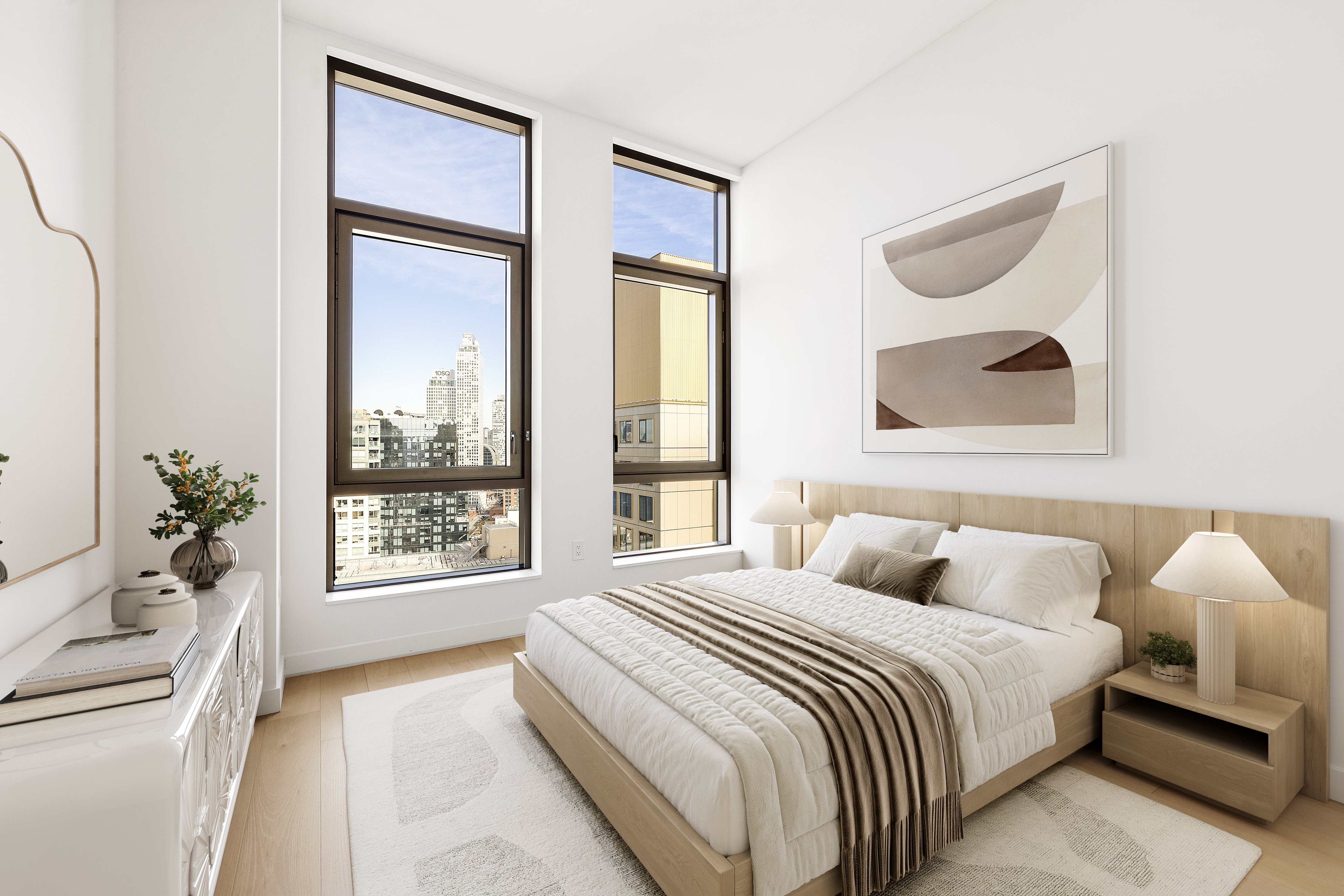 480 Kent Avenue, Unit PHA Brooklyn, NY 11249 - Photo 10 of 23 a bedroom with a bed and a window