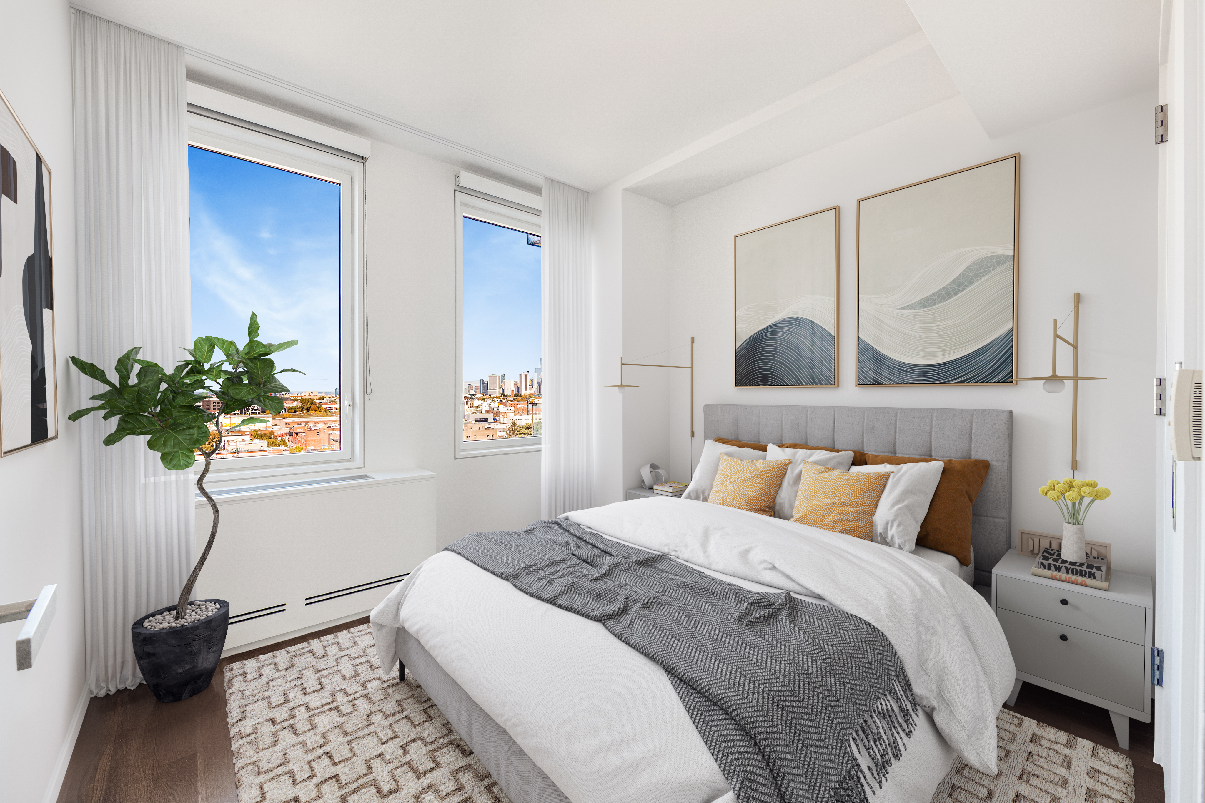 202 8th Street, Unit 8A Brooklyn, NY 11215 - Photo 5 of 21 a bedroom with a bed and a potted plant