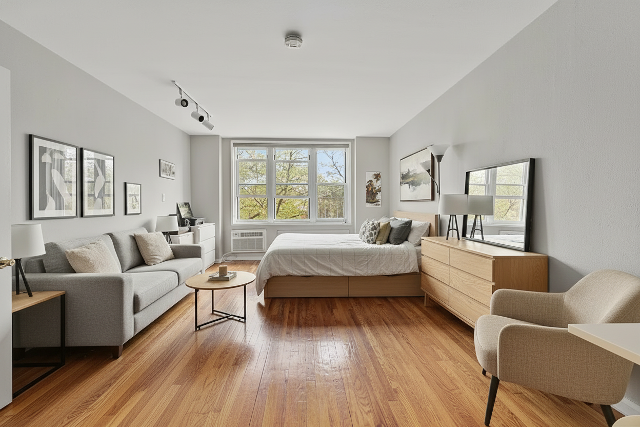 54 Orange Street, Unit 4D Brooklyn, NY 11201 - Photo 1 of 10 a living room with furniture and a large window