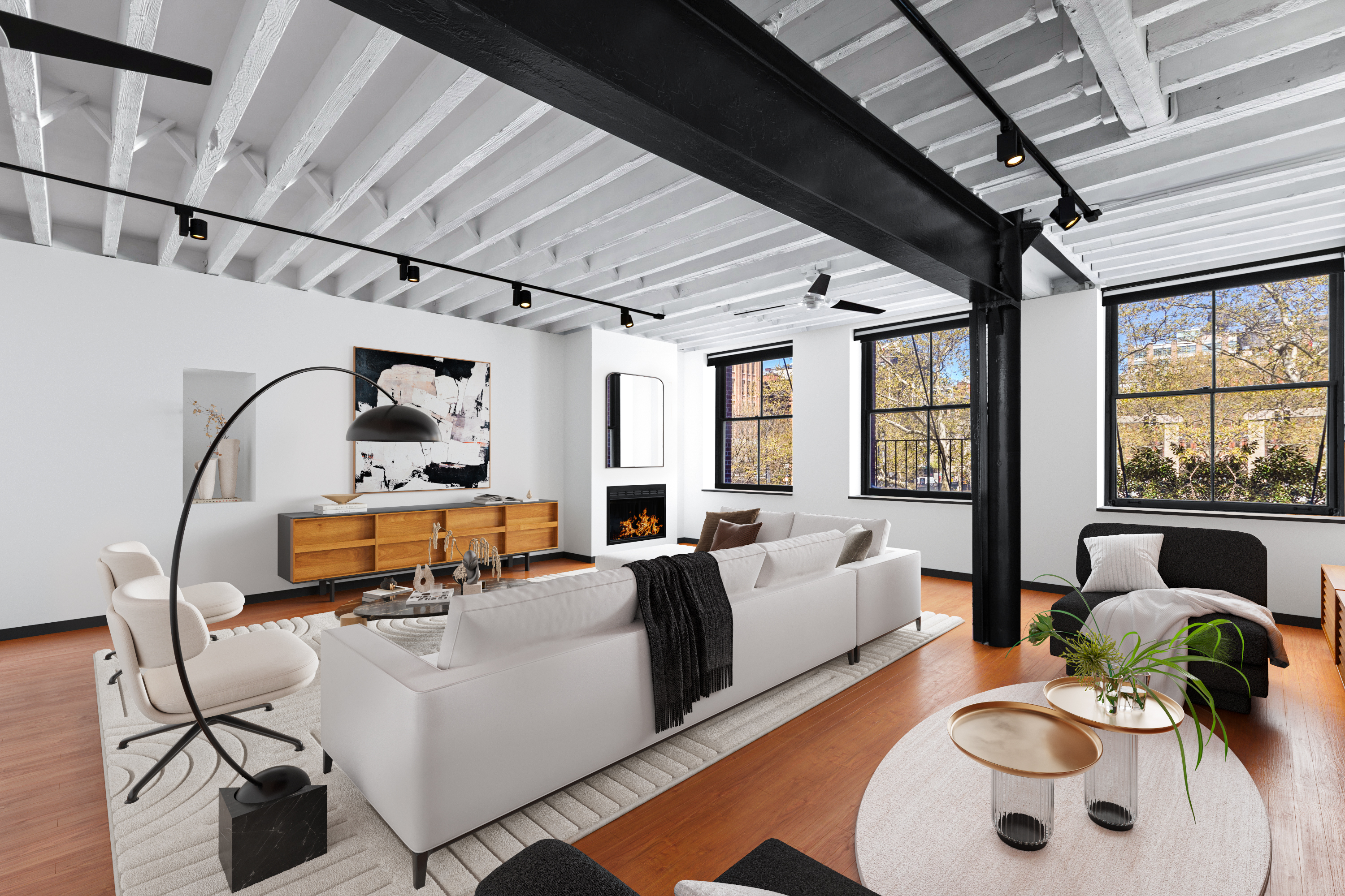 39 North Moore Street, Unit 2A Manhattan, NY 10013 - Photo 2 of 17 a living room with furniture and a large window