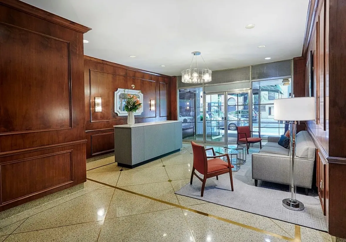 a living room with furniture