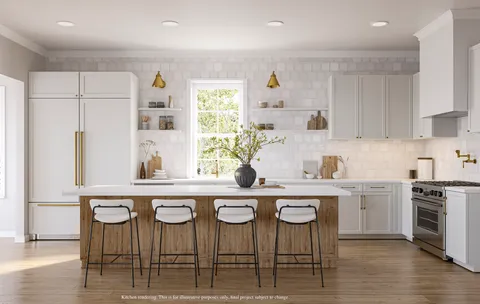 a kitchen with a table and chairs in it