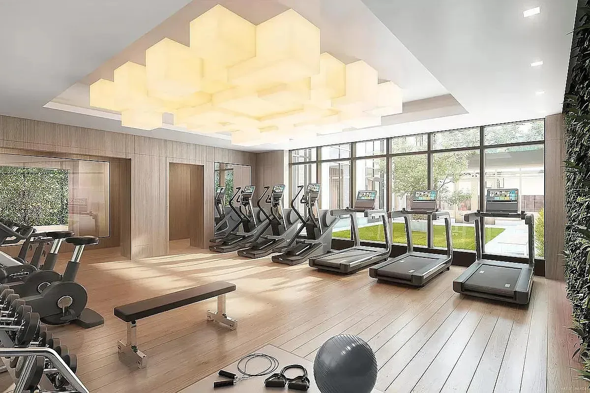 a view of a room with gym equipment