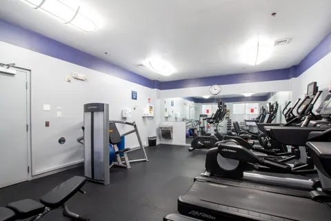 a view of a room with gym equipment