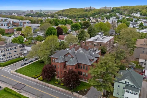 an aerial view of a house