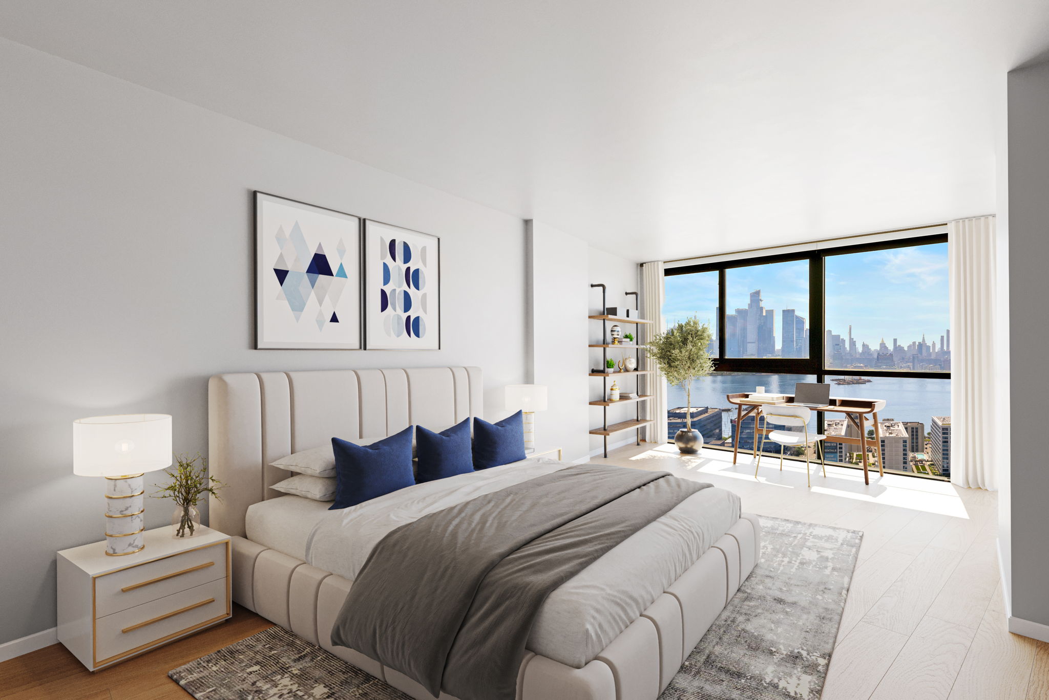 380 Mountain Road, Unit 1906 Union City, NJ 07087 - Photo 7 of 18 a bedroom with a large bed and a large window