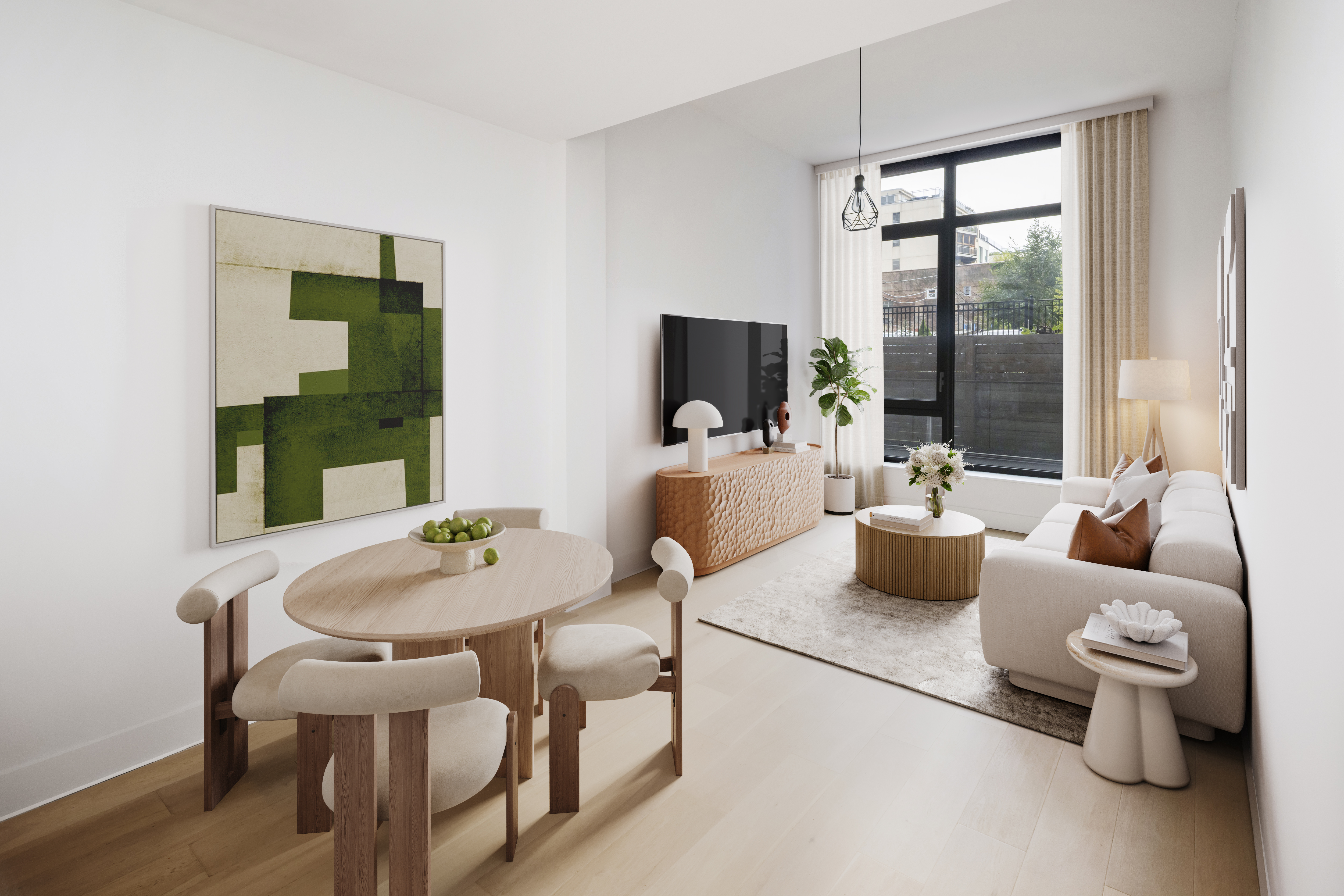 251 1st Street, Unit 1A Brooklyn, NY 11215 - Photo 3 of 12 a living room with furniture and a flat screen tv