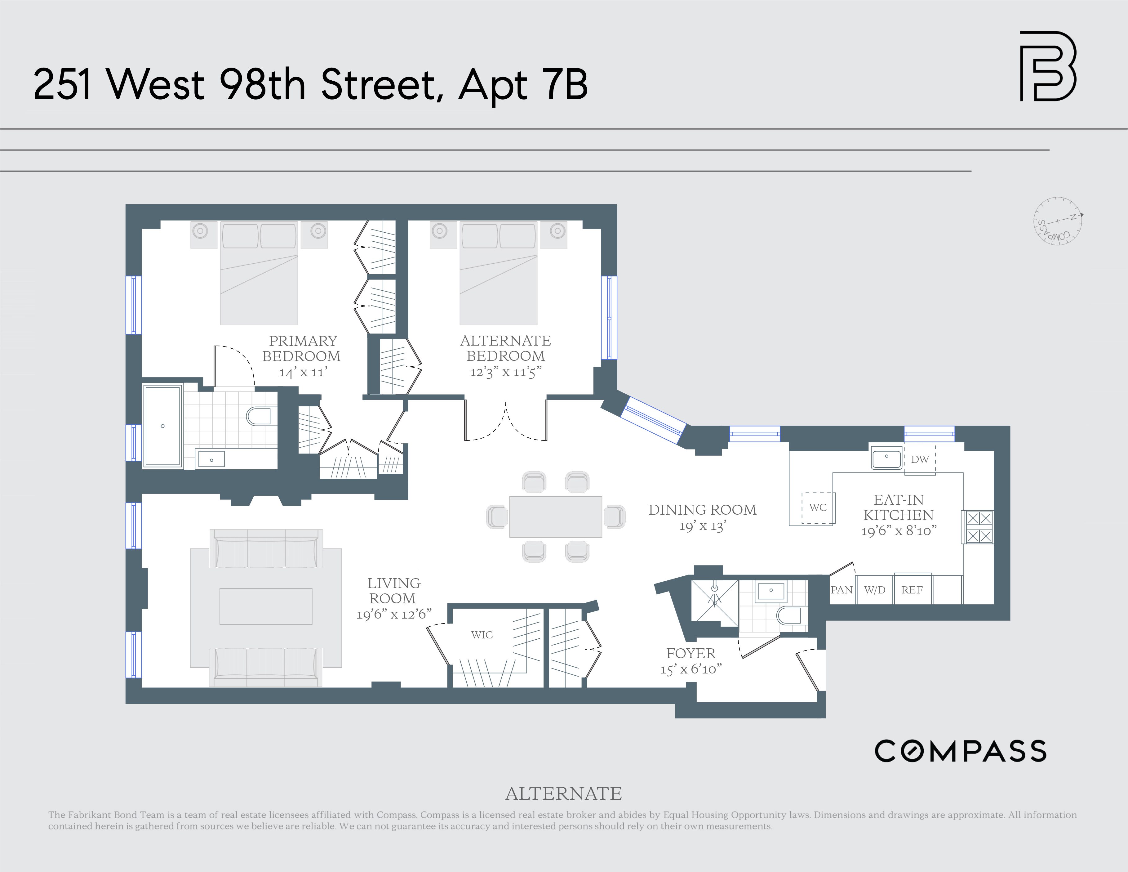 251 West 98th Street, Unit 7B Manhattan, NY 10025 - Photo 14 of 14 a picture of a floor plan