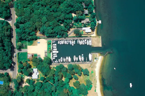 an aerial view of a house