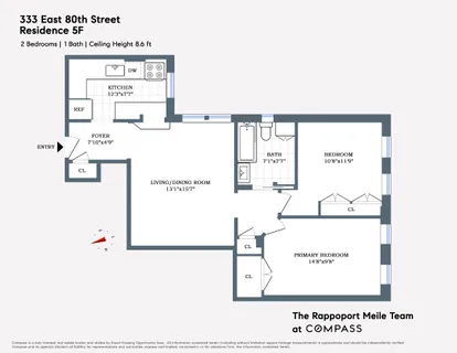 $1,075,000 | 333 East 80th Street, Unit 5F | Upper East Side