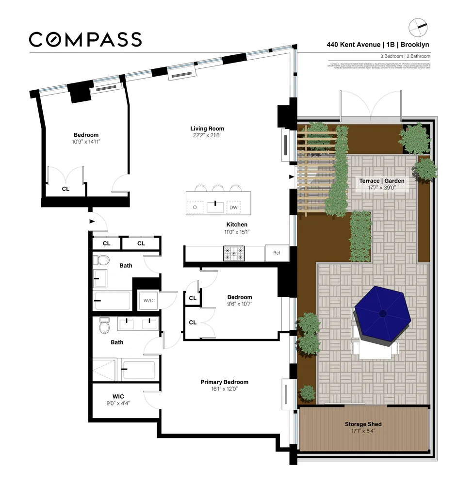 $2,199,000 | 440 Kent Avenue, Unit 1B | Williamsburg