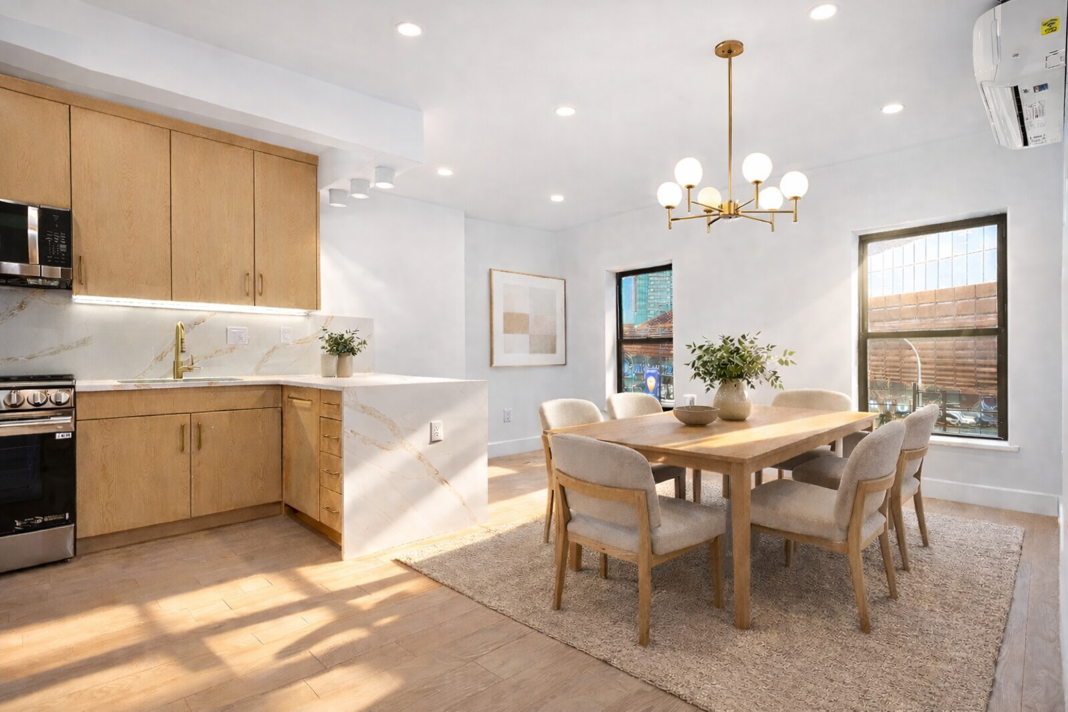 452 Dean Street, Unit 2F Brooklyn, NY 11217 - Photo 2 of 8 a view of a dining room with furniture window and wooden floor