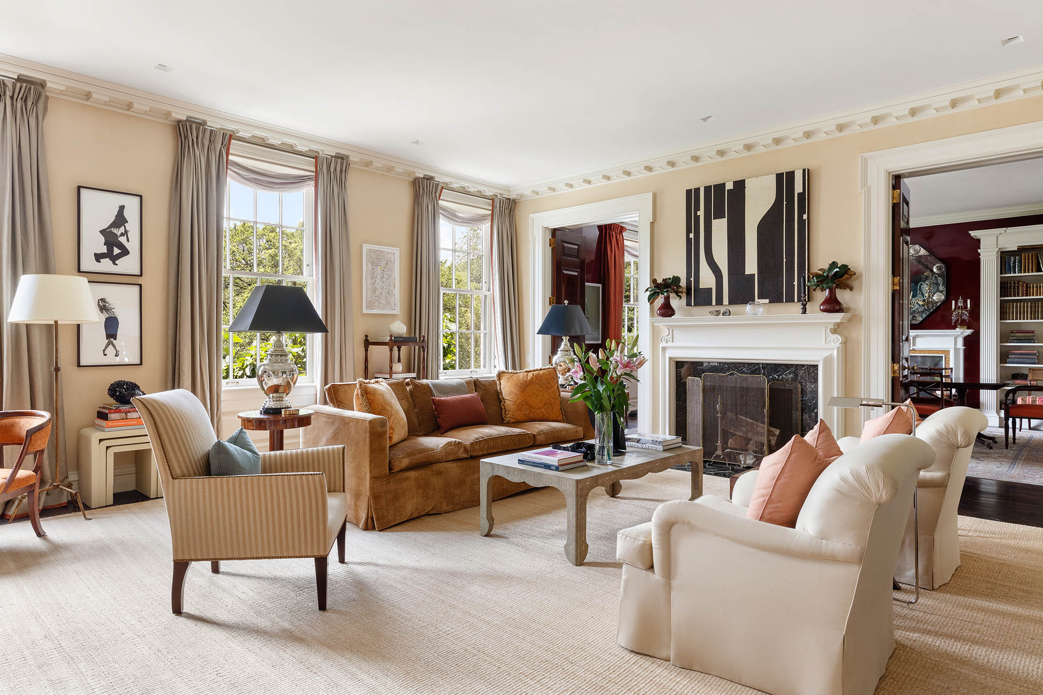 1030 5th Avenue, Unit 3W Manhattan, NY 10028 - Photo 2 of 22 a living room with furniture fireplace and a large window