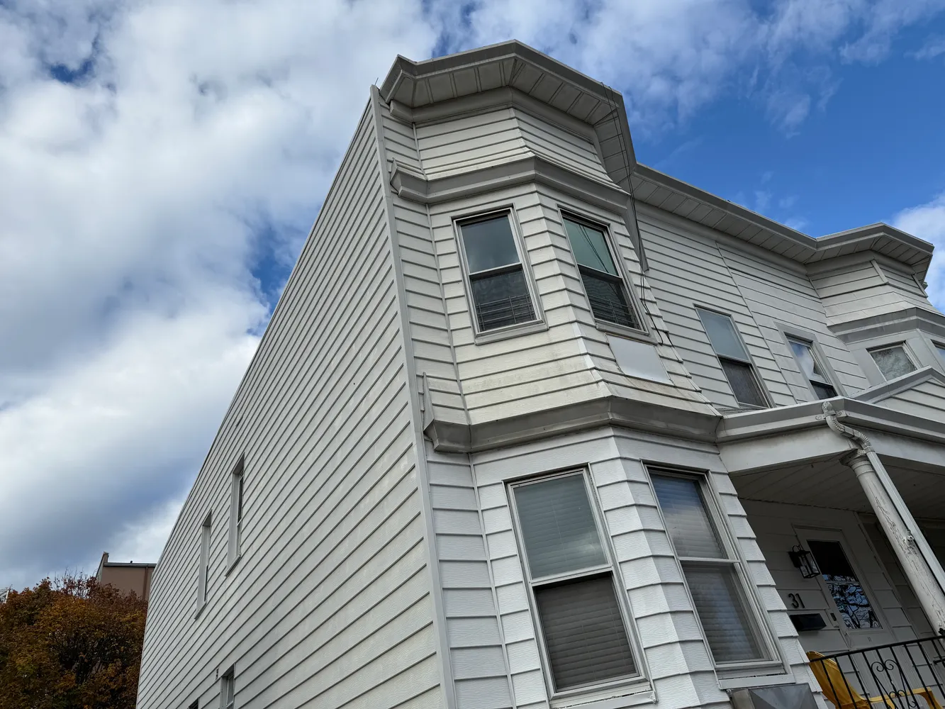 a front view of a building