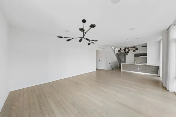 a view of a room with stairs