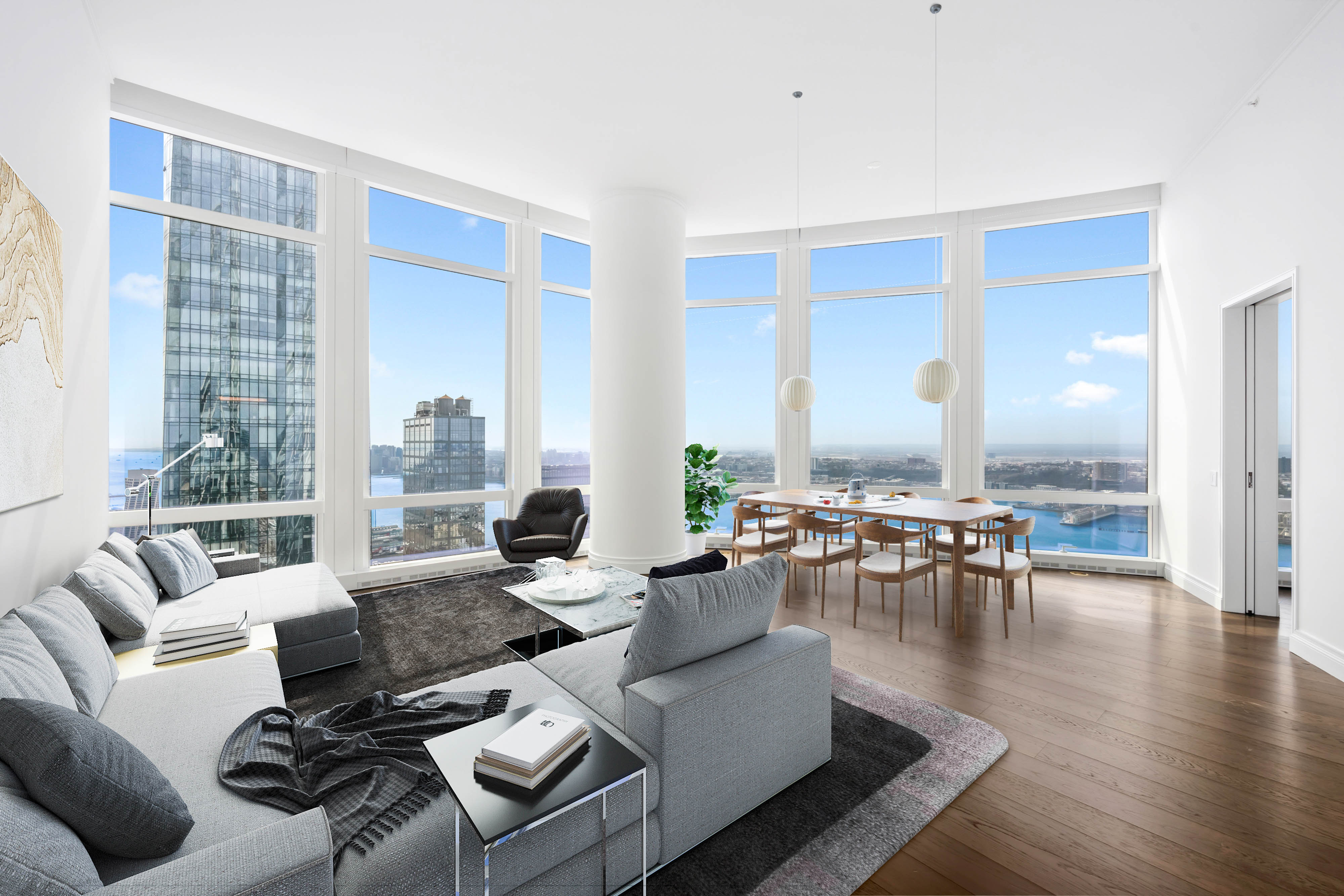 35 Hudson Yards, Unit 6201 Manhattan, NY 10001 - Photo 1 of 32 a living room with furniture and a large window