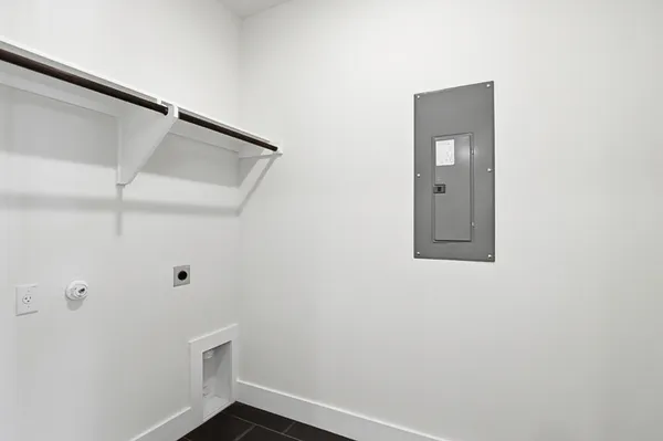 a view of small space with wooden floor