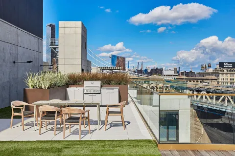 a view of a yard with an outdoor space