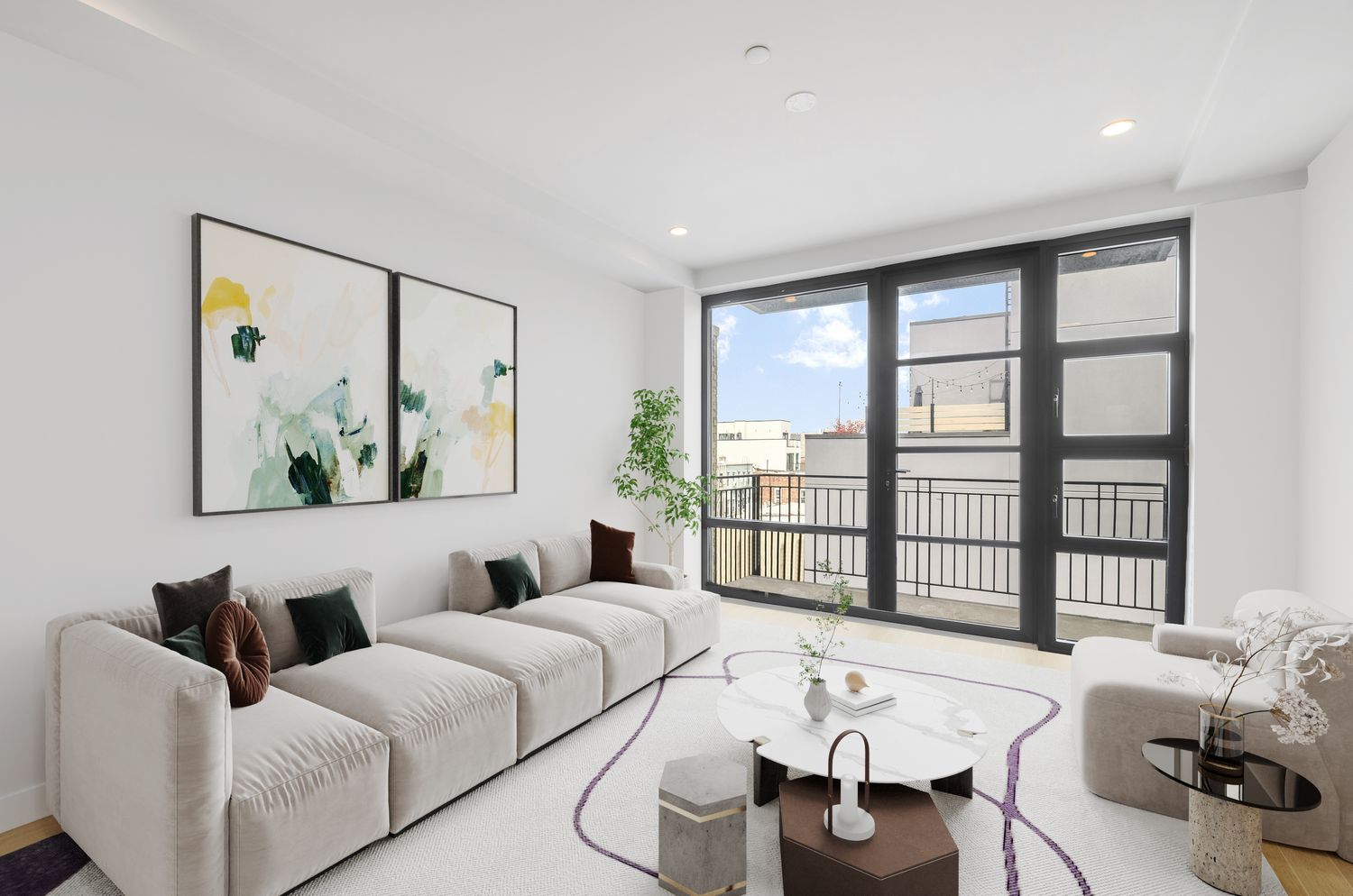 476 Union Avenue, Unit PH5A Brooklyn, NY 11211 - Photo 13 of 17 a living room with furniture and a large window