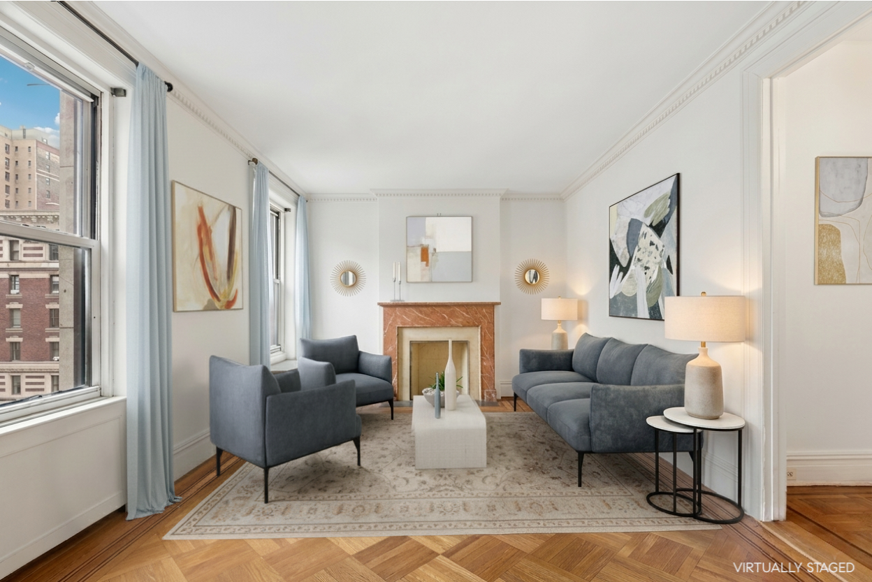 17 East 97th Street, Unit 5A Manhattan, NY 10029 - Photo 3 of 25 a living room with furniture fireplace and a window