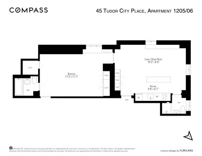 $625,000 | 45 Tudor City Place, Unit 1205/1206 | Midtown East