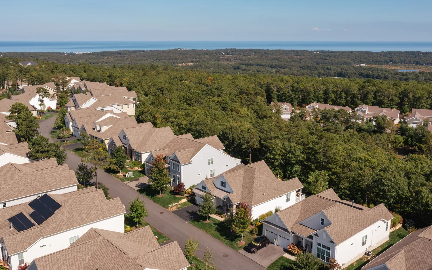 an aerial view of multiple house