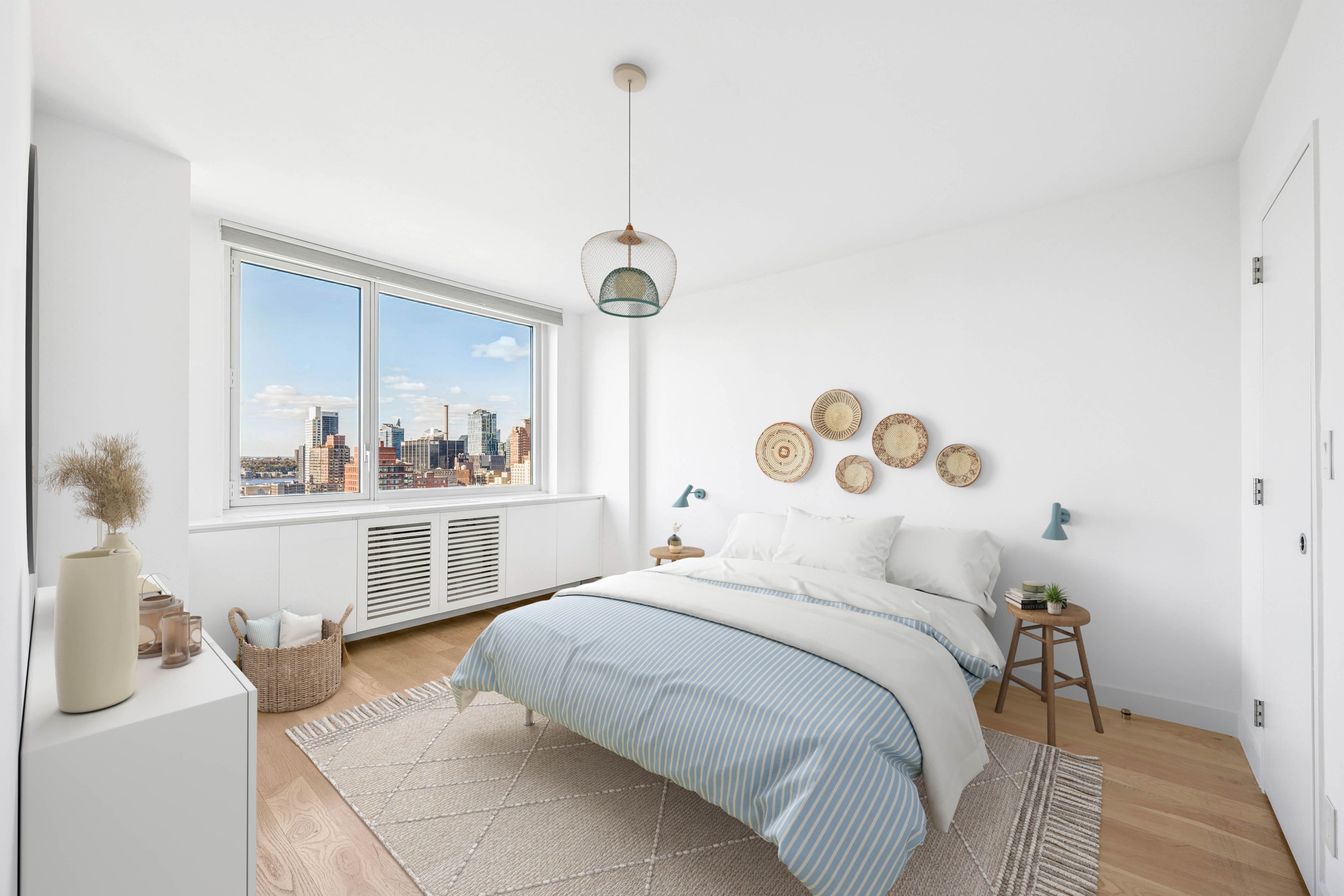 301 West 53rd Street, Unit 21B Manhattan, NY 10019 - Photo 3 of 20 a bedroom with a bed and a window