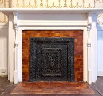 a close view of fireplace