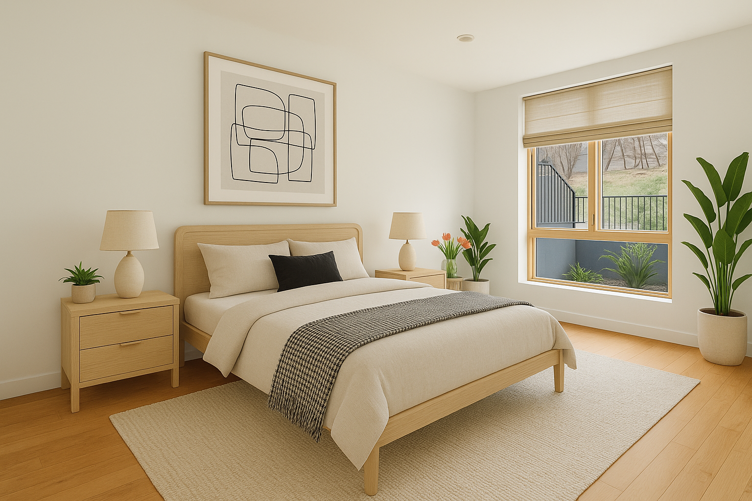 Saint Marks Avenue Brooklyn, NY 11213 - Photo 4 of 16 a bedroom with a large bed and a potted plant