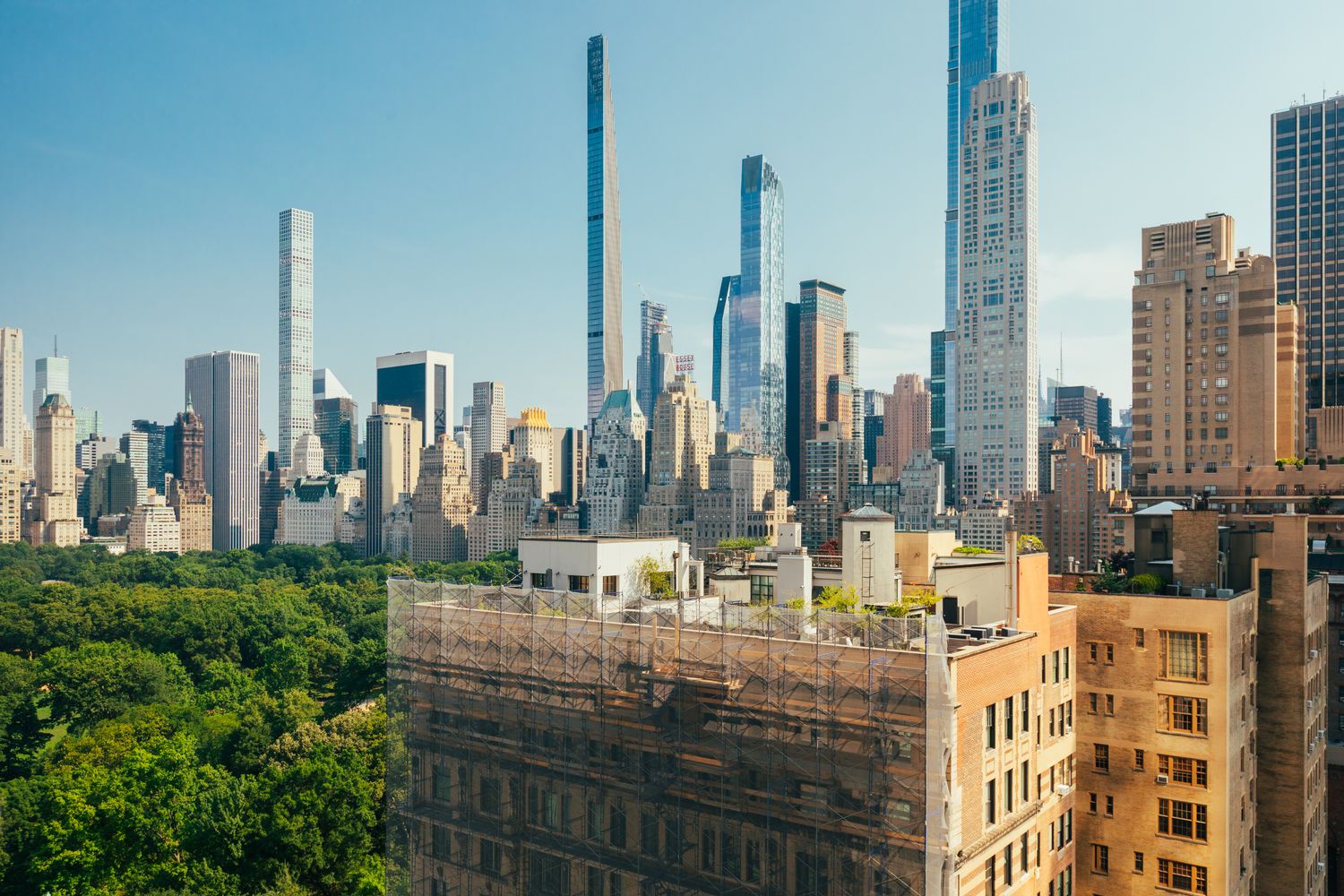 a large body of water with a tall building
