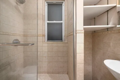 a bathroom with a window