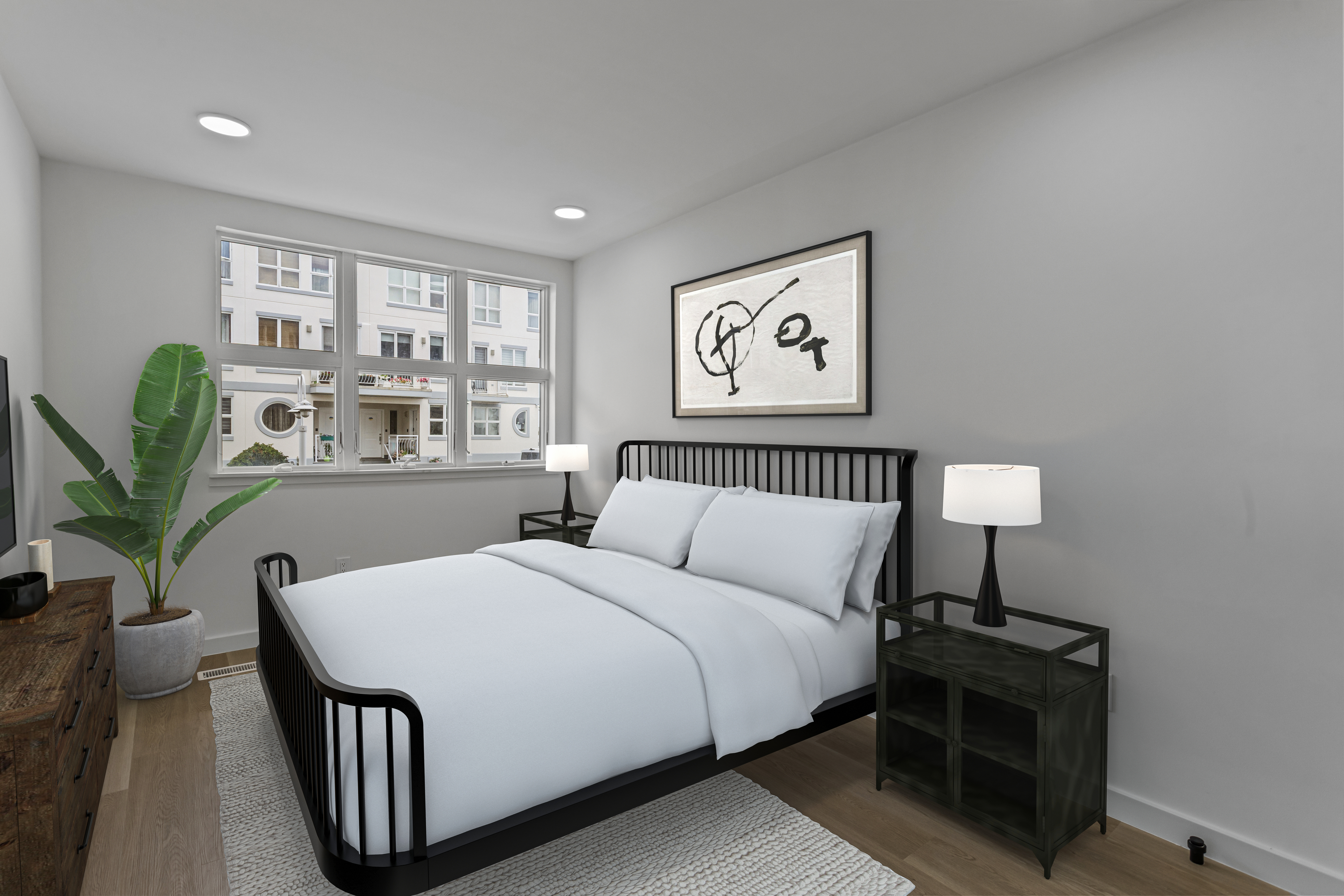 3112 Emmons Avenue, Unit 3120A2 Brooklyn, NY 11235 - Photo 8 of 14 a bedroom with a bed and a lamp