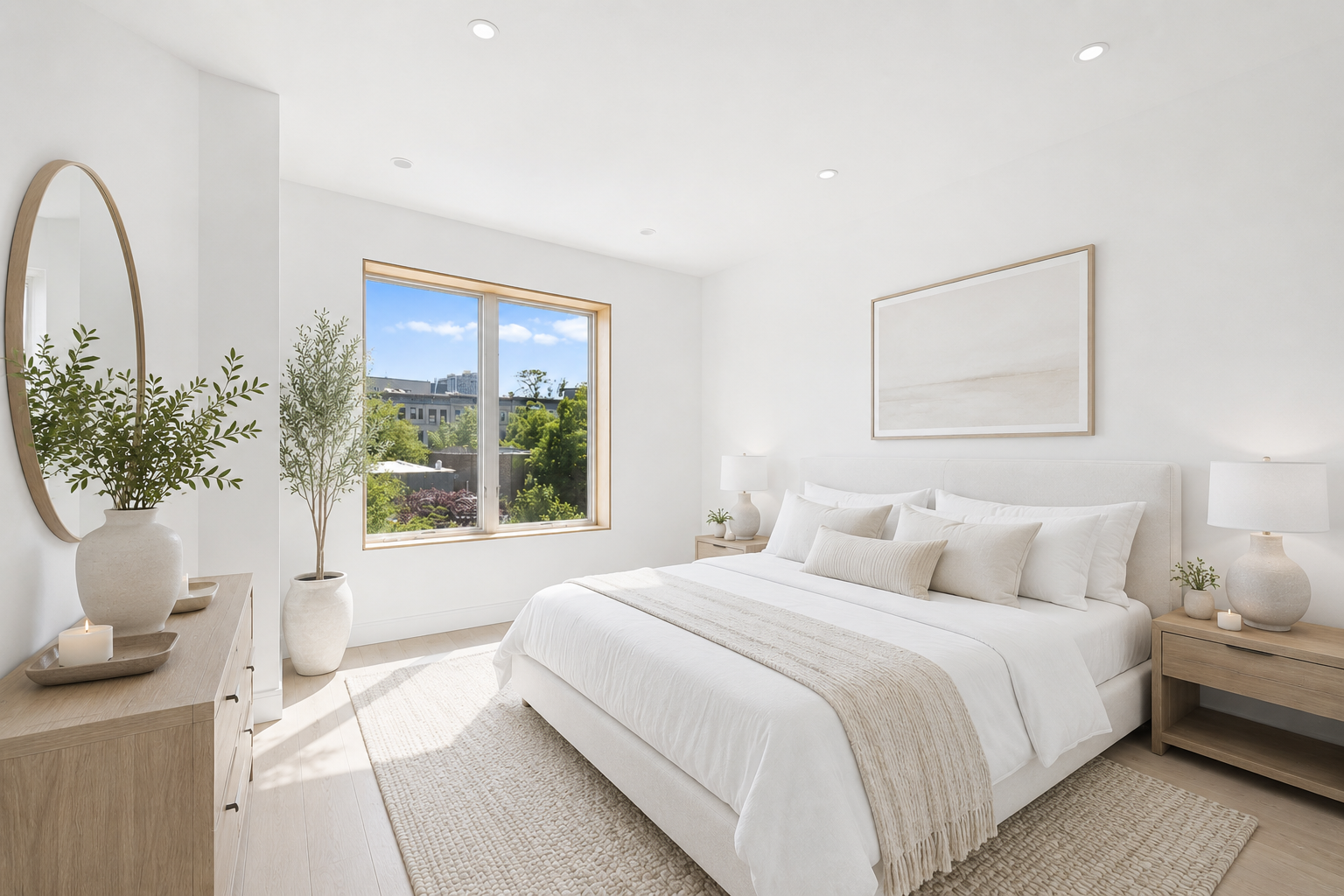 810 Sterling Place, Unit PH Brooklyn, NY 11216 - Photo 4 of 16 a bedroom with bed and a potted plant
