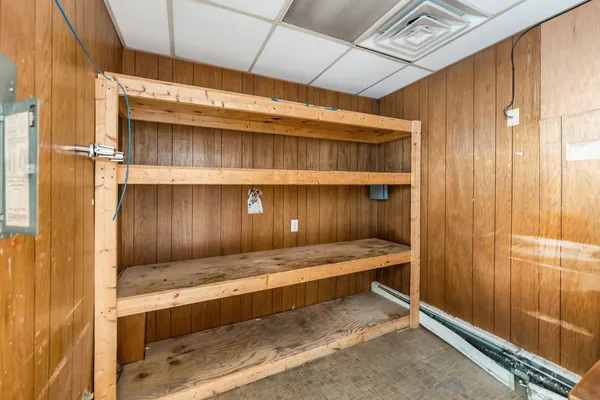 a view of kitchen with stainless steel appliances cabinets and a counter top space