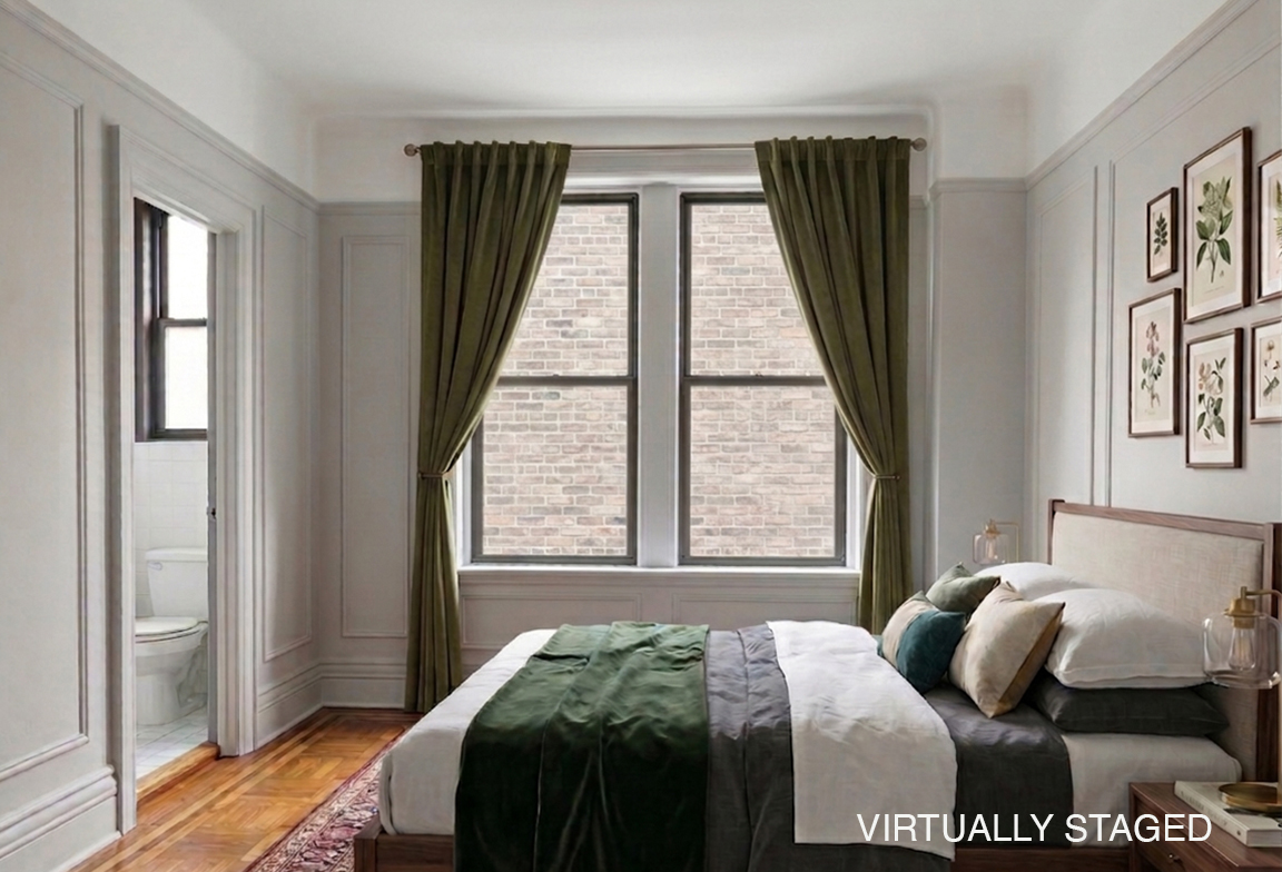 200 West 54th Street, Unit 6L Manhattan, NY 10019 - Photo 4 of 11 a bedroom with a bed and wooden floor