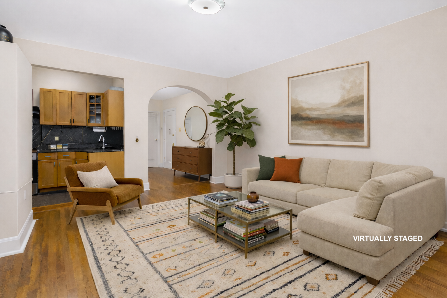 26 West 97th Street, Unit 2C Manhattan, NY 10025 - Photo 3 of 9 a living room with furniture a rug and a fireplace