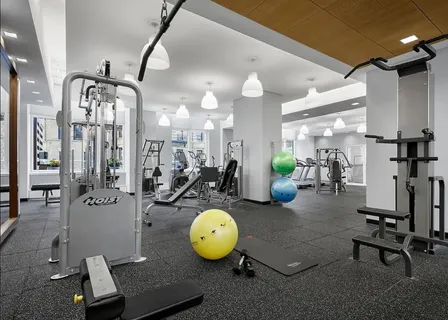 a room with gym equipment