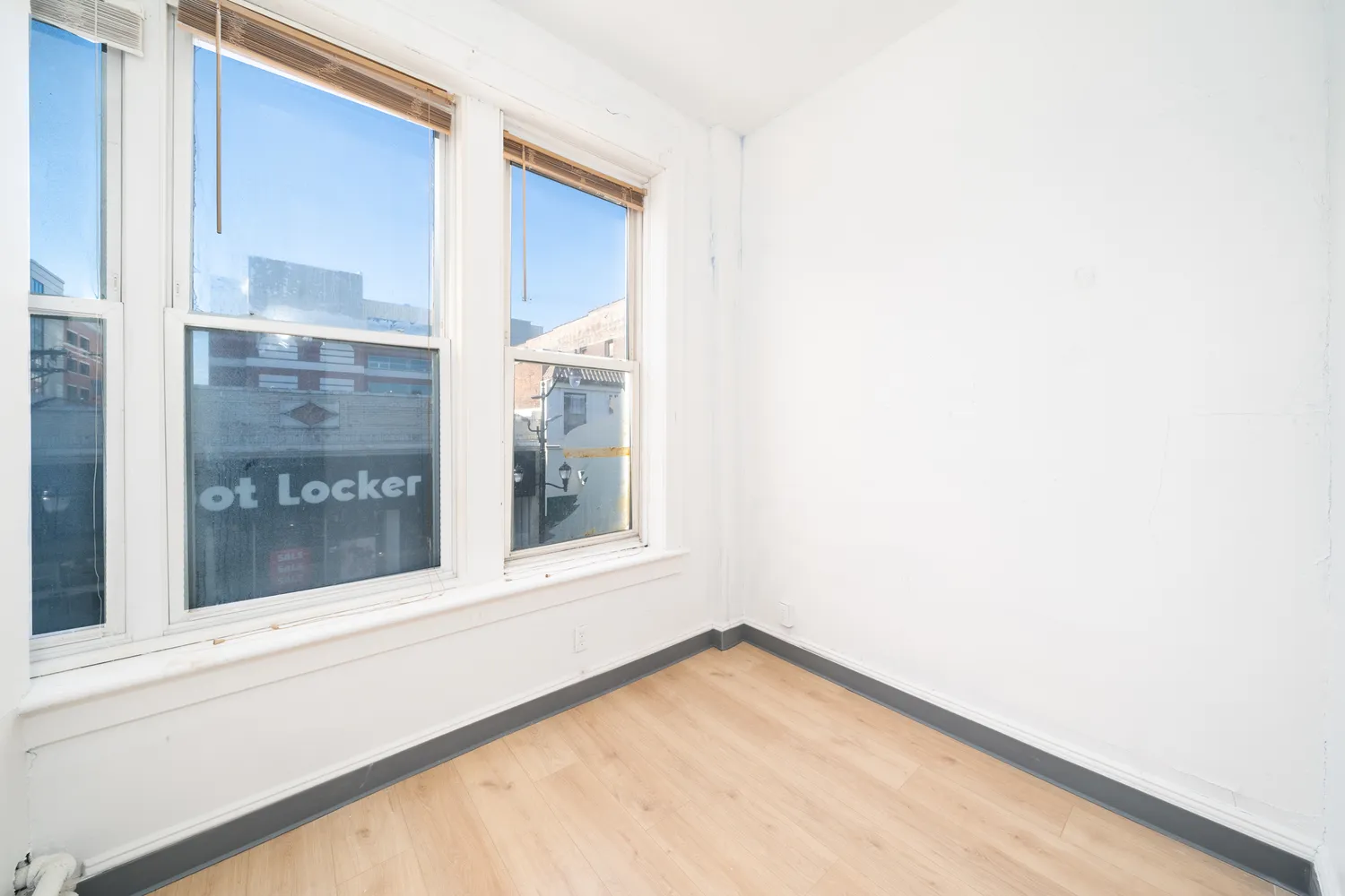 an empty room with a door