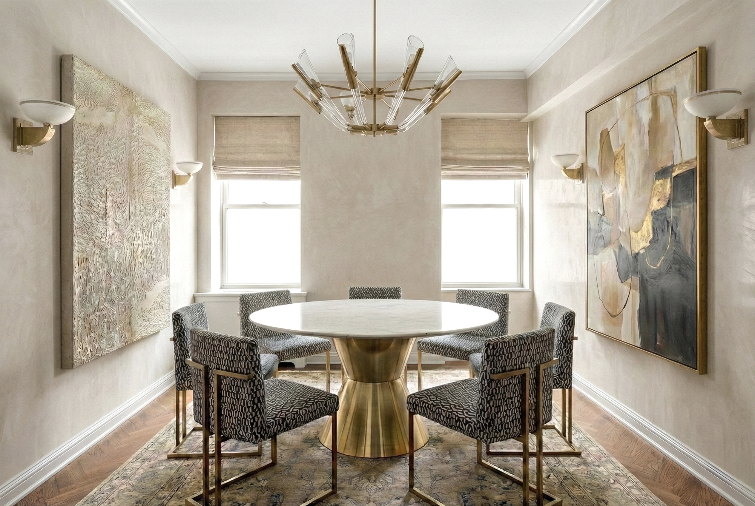 1 East 66th Street, Unit 9EF Manhattan, NY 10065 - Photo 7 of 19 a dining room with furniture and window